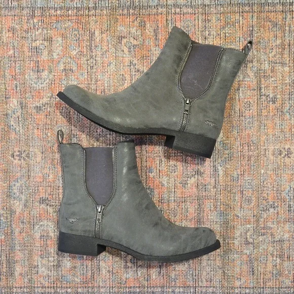 Women's Gray Suede Chelsea Ankle Boots with Side Zipper - Picture 1 of 5
